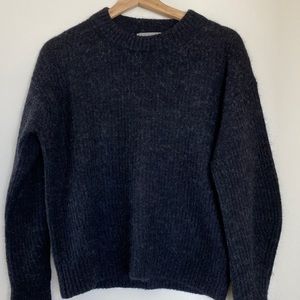 Everlane Oversized Alpaca Crew Heathered Black